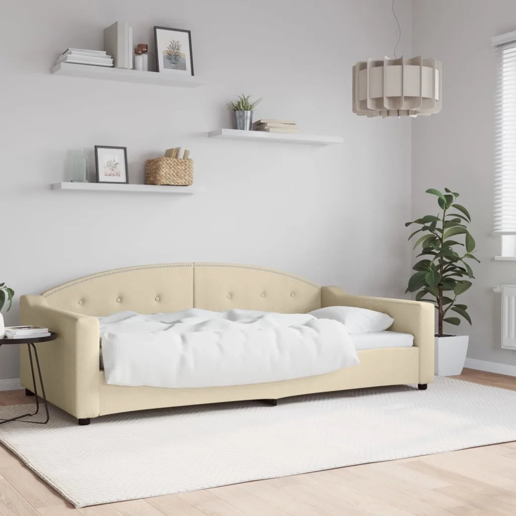 Letto singolo | Letto per adulti | Letto da Giorno Crema 100x200 cm in Tessuto
