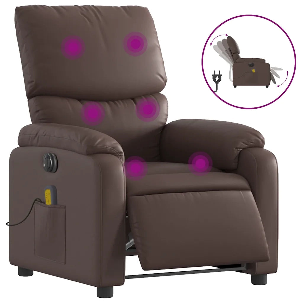 Poltrona Massaggiante | Sedia Relax Elettrica Marrone in Similpelle
