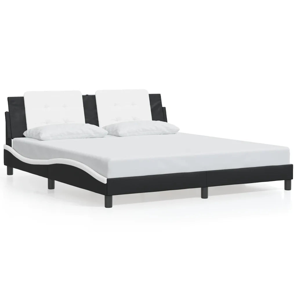 Giroletto con LED senza Materasso Nero e Bianco 180x200 cm