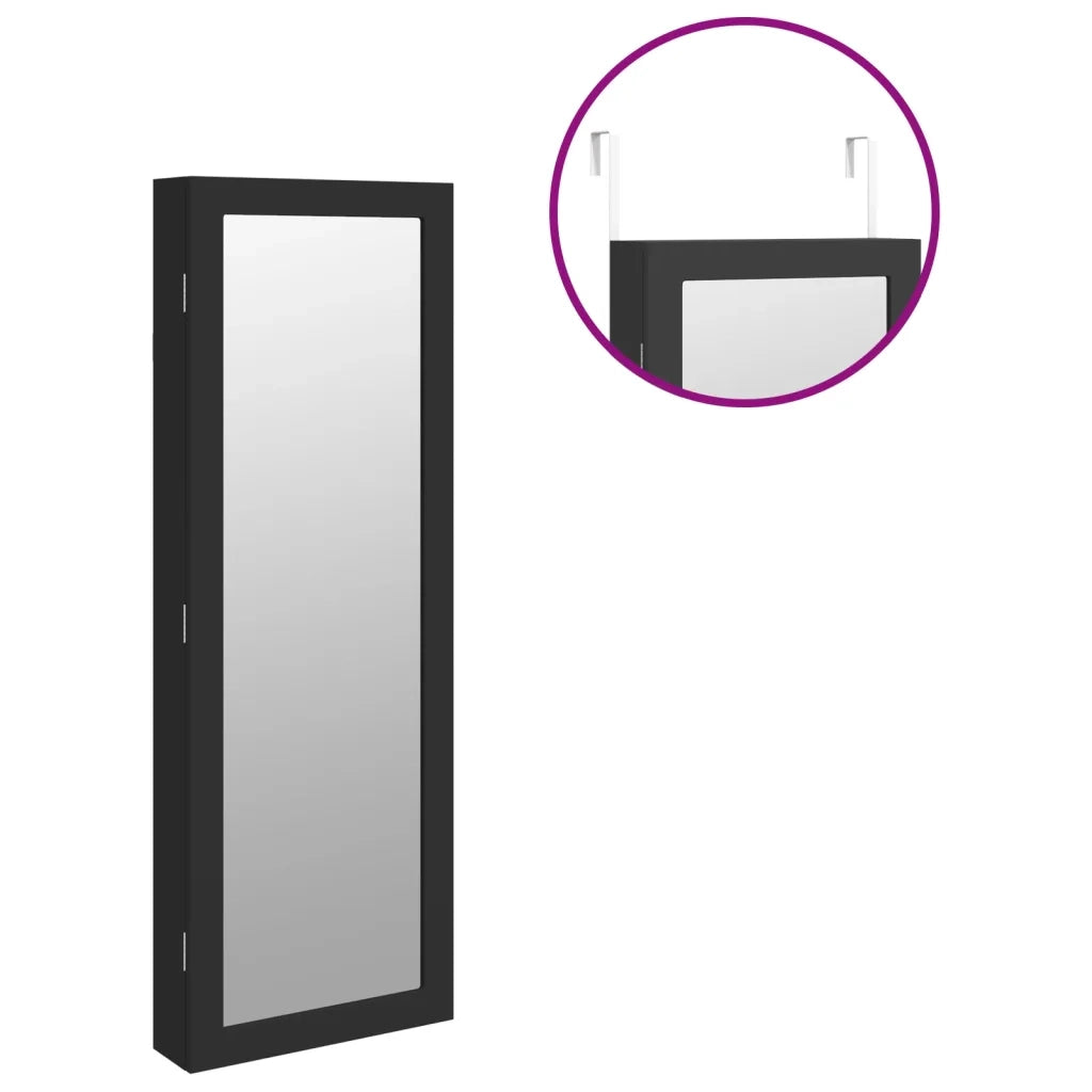 Armadio Portagioie a Specchio con Luci LED a Parete Nero CFW9568820
