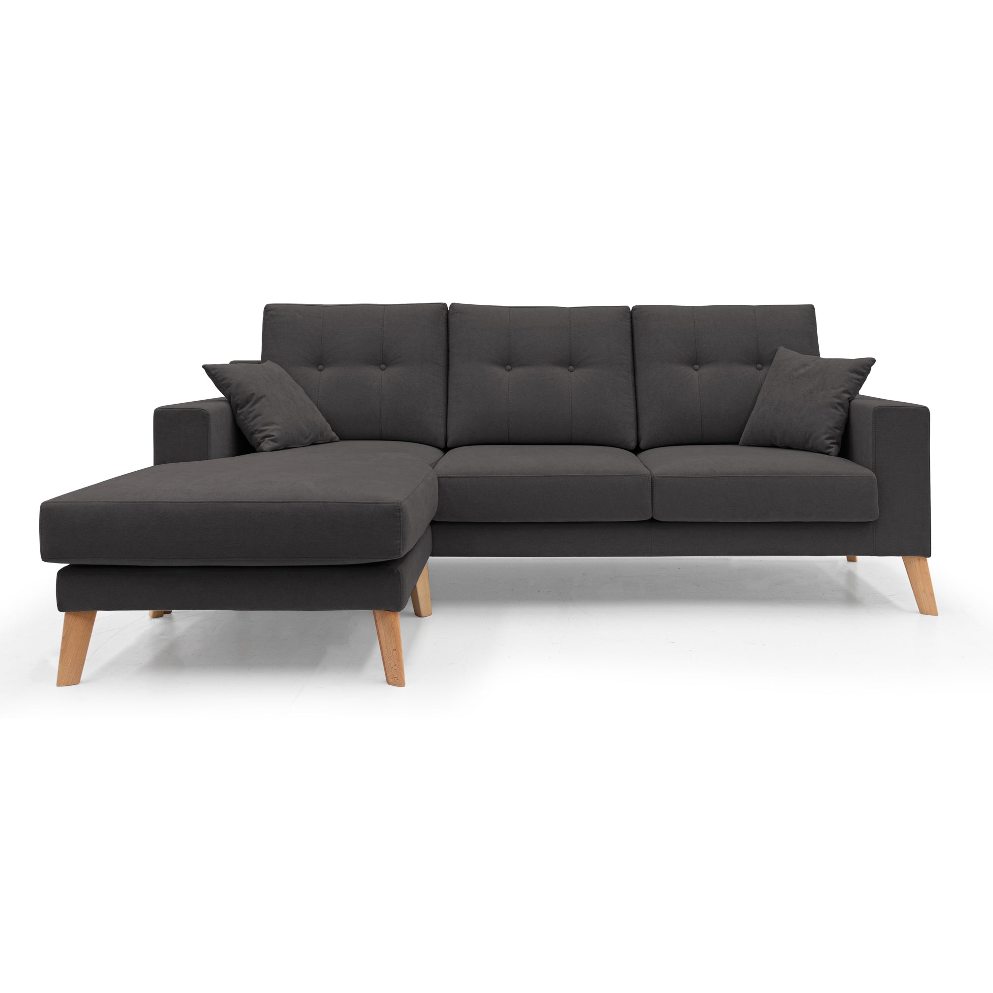 Danish Divano angolare REVERSIBILE in tessuto morbido impermeabile T02 237 cm nero