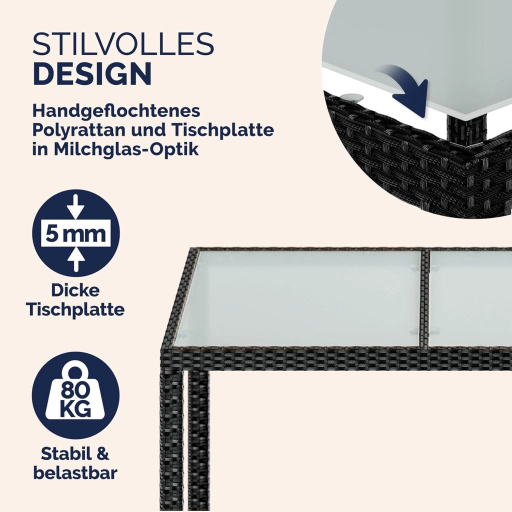 ® Tavolo da Giardino 190x90x75cm Polyrattan Altezza Regolabile 5 mm Vetro Tavola da Pranzo Terrazza Balcone Mobili da Esterno Outdoor