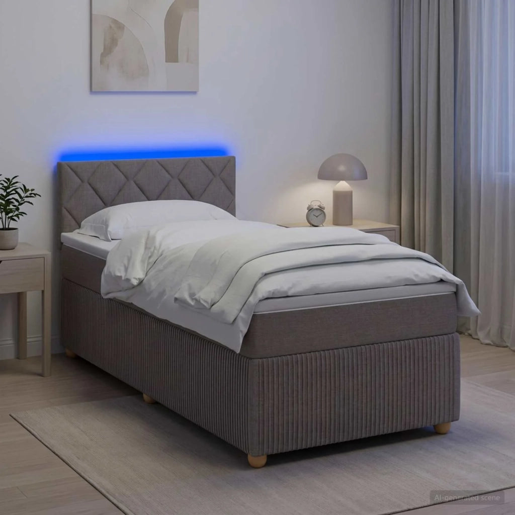 Letto box spring con materasso Tortora 100 x 200 cm Tessuto 3452873