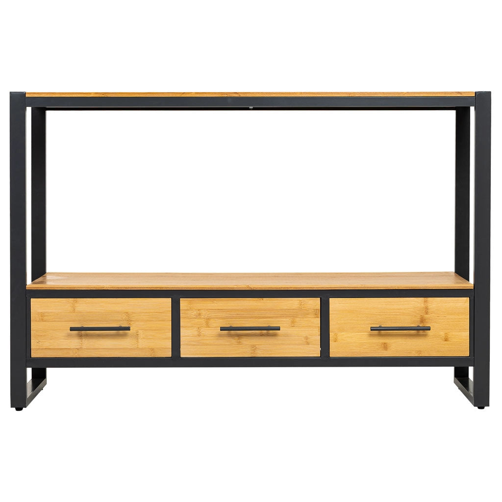 Mobile da ingresso in metallo e legno con 3 cassetti 120x35x79,5h cm