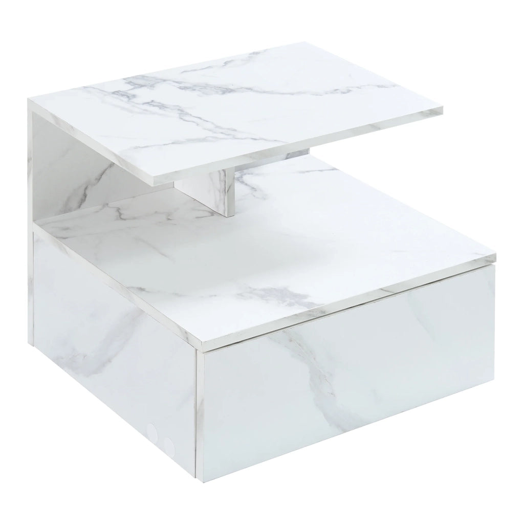Scaffale dal design senza tempo per soggiorno/camera da letto mobile contenitore da parete 40 x 35 x 31 cm effetto marmo bianco 03_0011227