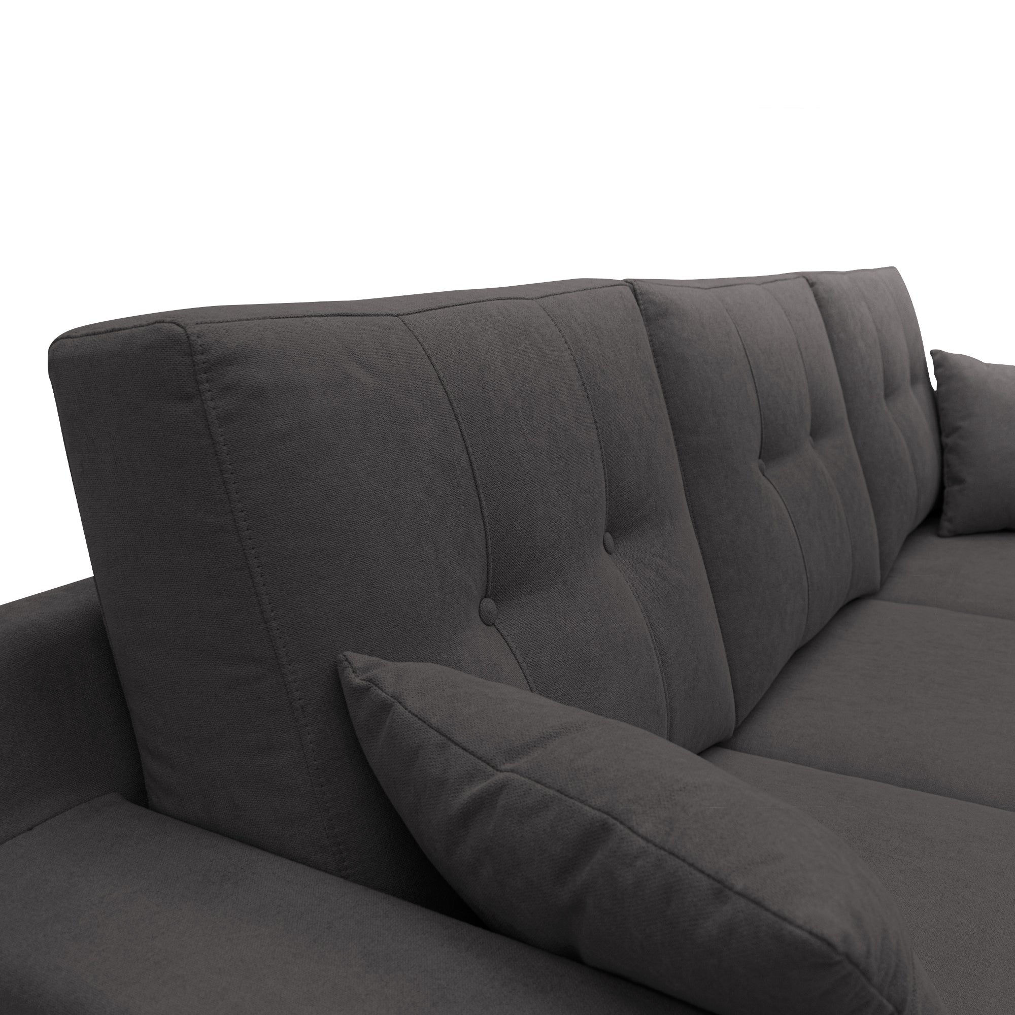 Danish Divano angolare REVERSIBILE in tessuto morbido impermeabile T02 237 cm nero