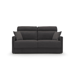 Margot Divano letto matrimoniale con schienale morbido alto in tessuto T02 196 cm (mat. 160x197) nero