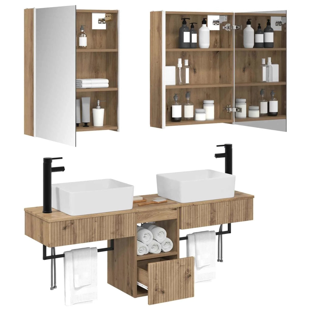 Set di Armadi da Bagno 5 pcs Rovere Artigianale 3406334