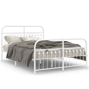 Letto matrimoniale | Letto per adulti | Giroletto con Testiera e Pediera Metallo Bianco 140x200 cm