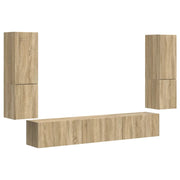 Set mobile TV 4 pz | Armadietto TV | Mobile Porta TV Rovere Sonoma Legno multistrato