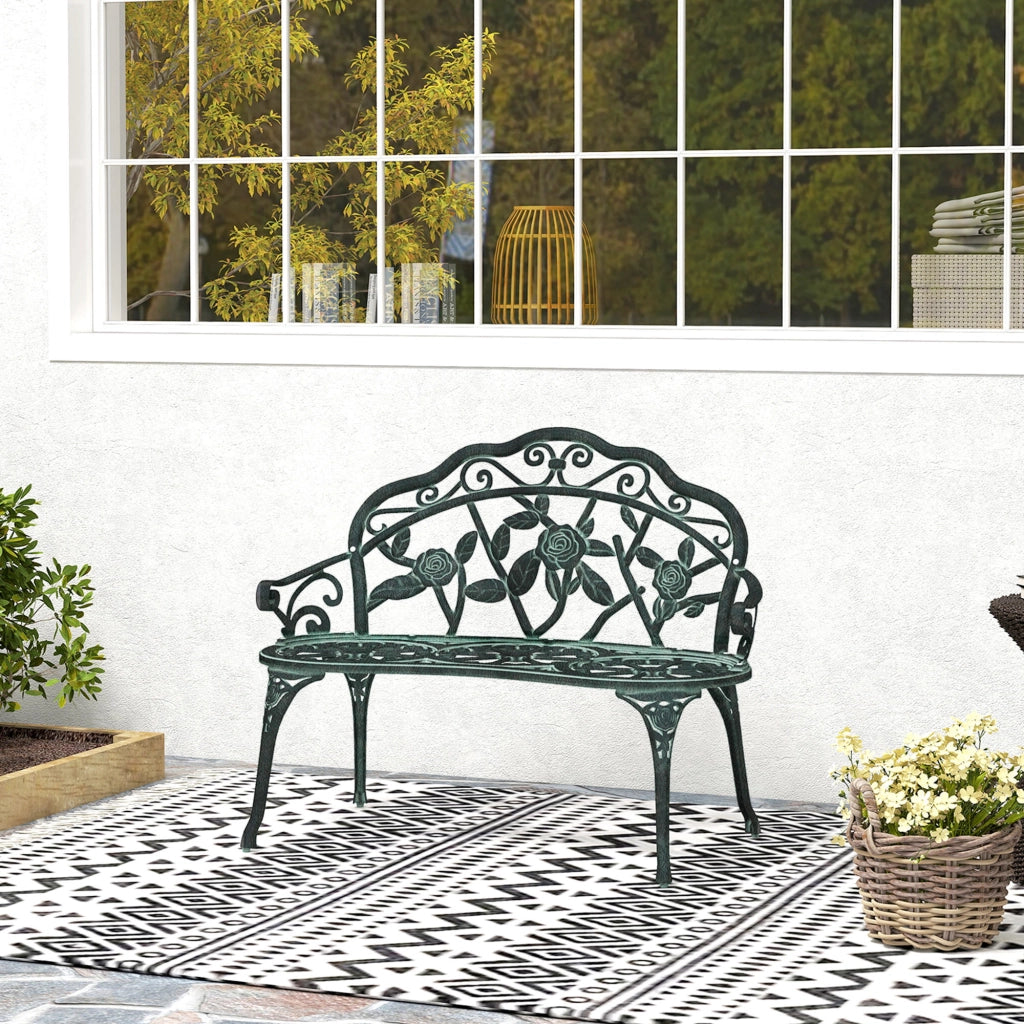 Panchina 2 Posti Giardino ¨C Zephmum ¨C Verde Fuso Alluminio 100x54x78 cm