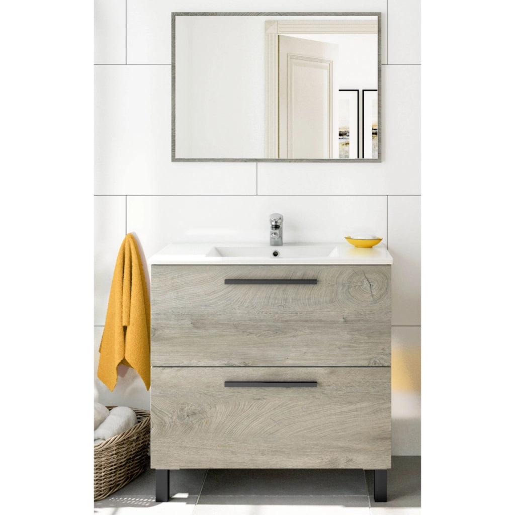 Mobile Bagno Kit Athena 2 Cassetti Cm.80 Rovere