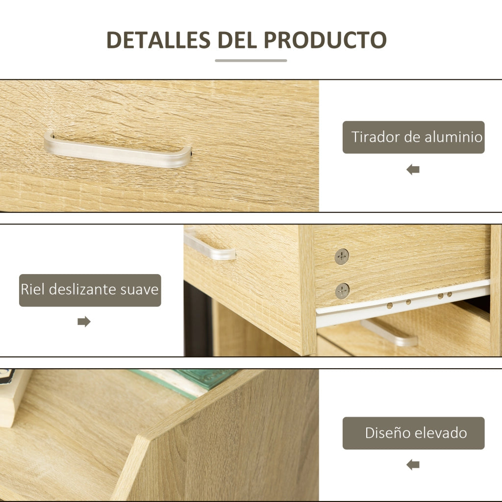 Cassettiera per Ufficio ¨C Zephmum ¨C 4 Cassetti, Legno Naturale, 40x36x65 cm