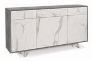Mobile Madia 3 ante e 3 cassetti  H92 L164 P41 Cm Struttura color Cemento Frontali color Marmo 7076k Sarmog