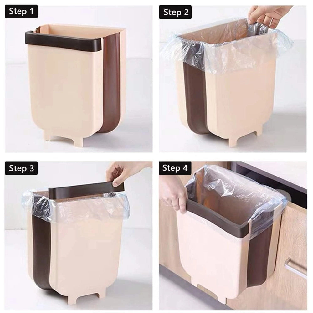 Trade Shop - Pattumiera Da Cucina Cestino Spazzatura Sospeso Pieghevole In Plastica Da Anta -
