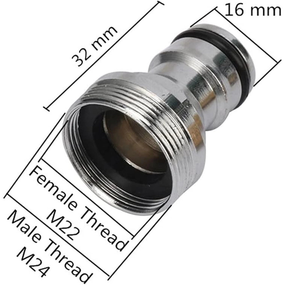 Trade Shop - Raccordo Per Tubi Da Giardino Attrezzature Per Capezzoli Filettate M22/m24 In Acciaio -