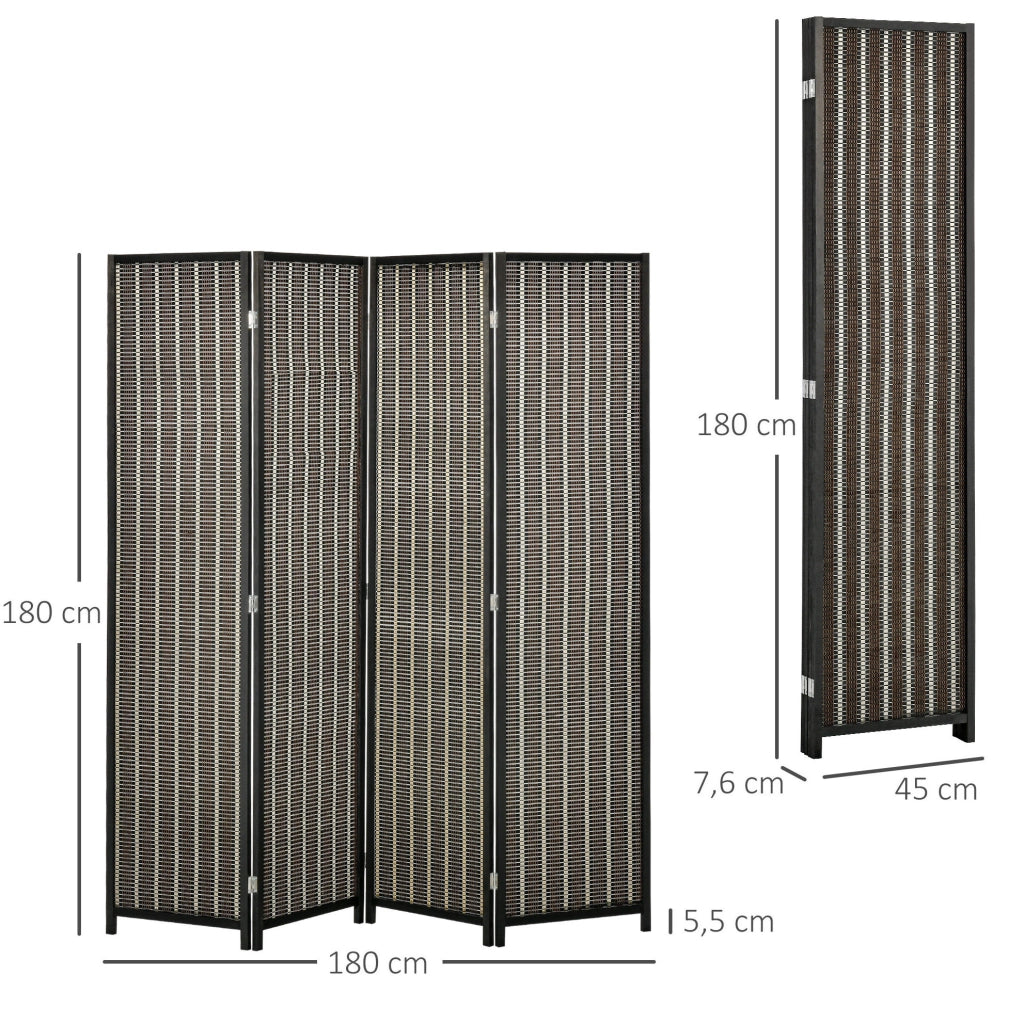 Paravento 4 pannelli 180 x 180 cm in bambù marrone pieghevole