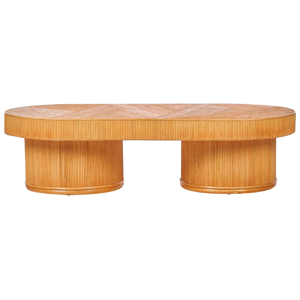 Tavolino da giardino in legno chiaro Rattan 150 x 70 cm Arredamento da esterno in stile moderno