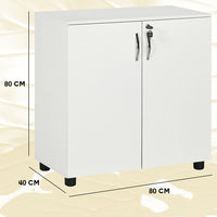 Mobile Ufficio Armadietto Porta Documenti Multiuso 80x40x80 cm con Serratura Bianco