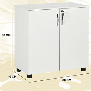 Mobile Ufficio Armadietto Porta Documenti Multiuso 80x40x80 cm con Serratura Bianco