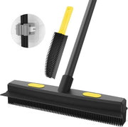 Borsetto per pettinatura di gomma con setola e manico telescopico per pavimenti e divani - giallo/nero
