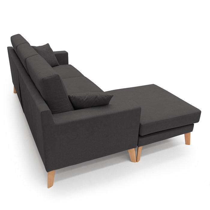 Danish Divano angolare REVERSIBILE in tessuto morbido impermeabile T02 237 cm nero