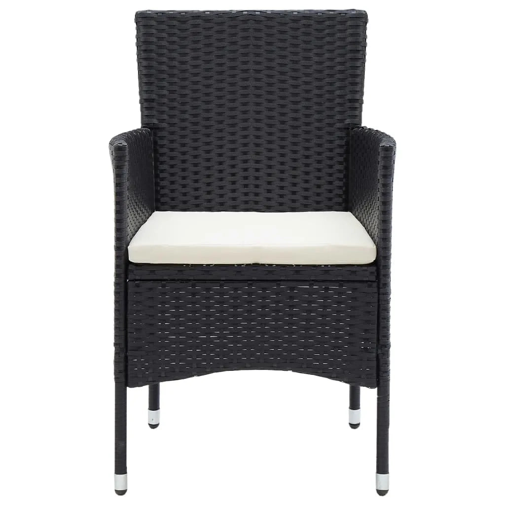 Set da Pranzo per Giardino 7 pz con Cuscini Polyrattan Nero 3095013