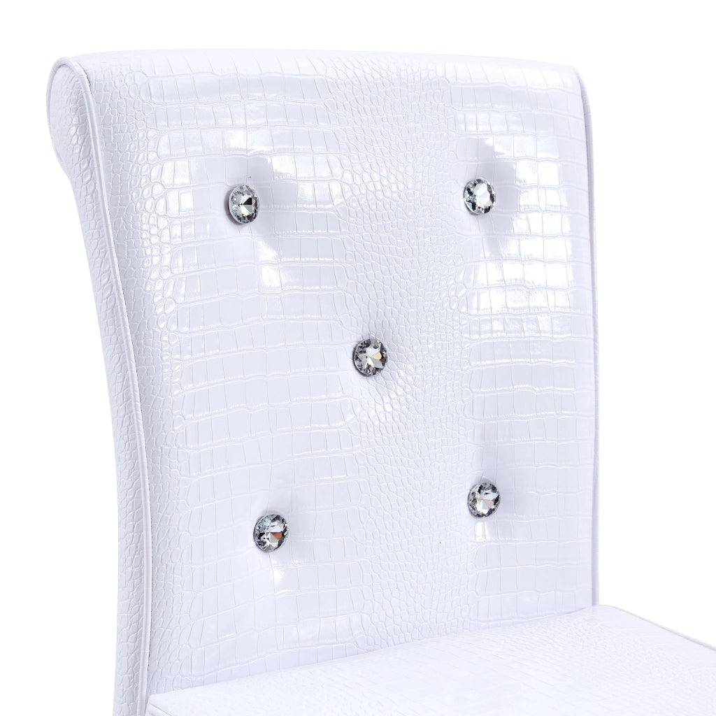 Set di 2 sgabelli da bar in PVC effetto pelle di coccodrillo, schienale con cristalli e gambe cromate