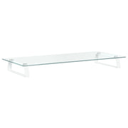 Supporto per monitor mobile da scrivania 80 x 35 x 8 cm vetro temperato e metallo bianco 02_0044903