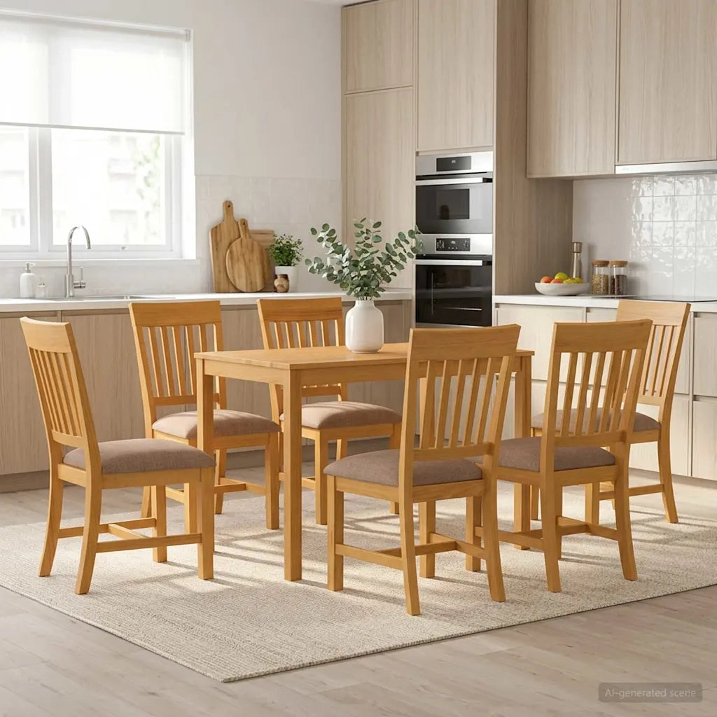 Set da pranzo 7 pz Grigio Legno di Quercia Massello 3430256