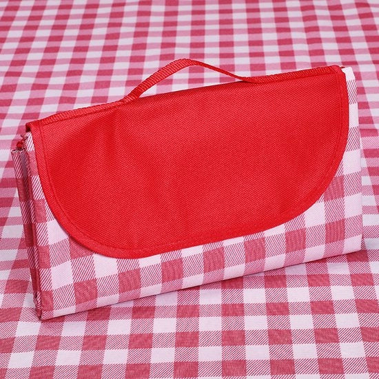 Striscia impermeabile, ombrelloni per picnic esterni, impermeabili e resistenti al vento, sacchi da campeggio leggeri e pieghevoli, ideali per il camping in primavera e estate, spiaggia, parco (150*200cm) - Rosso e Bianco