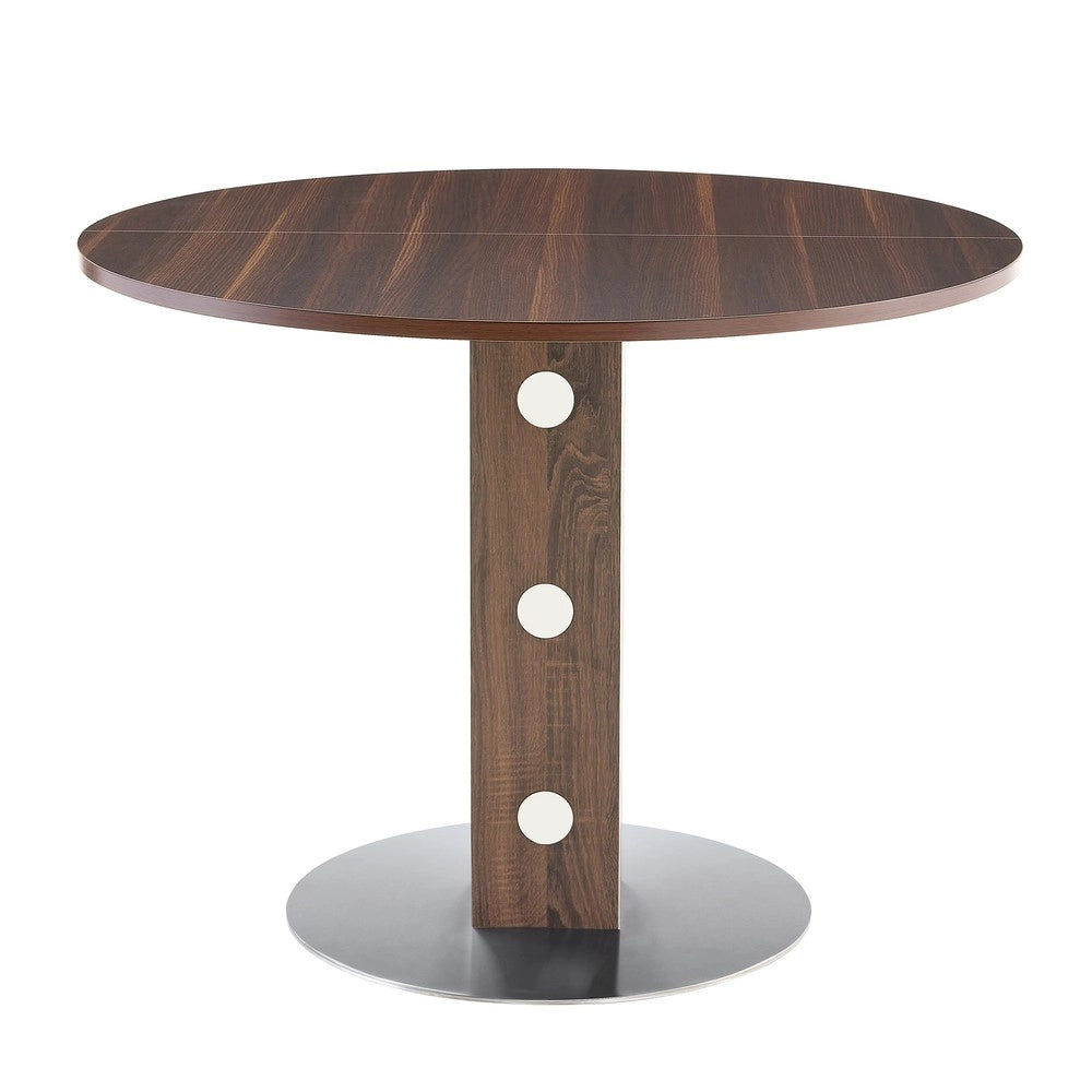 Tavolo da Pranzo Rotondo ¨C MINIMAL ¨C Noce, Piano in Legno, Gambe in Metallo, 100cm, 2-4 Persone