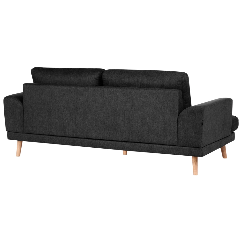 Set da salotto a 4 posti con divano in tessuto e poltrona braccioli svasati in stile moderno nero