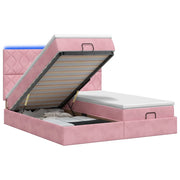Letto Ottomano con Materasso e LED Rosa 180 x 200 cm Velluto 3458519