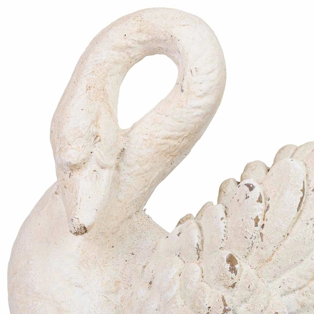 Vaso in resina bianca a forma di cigno, 43,5x21,5x34 cm