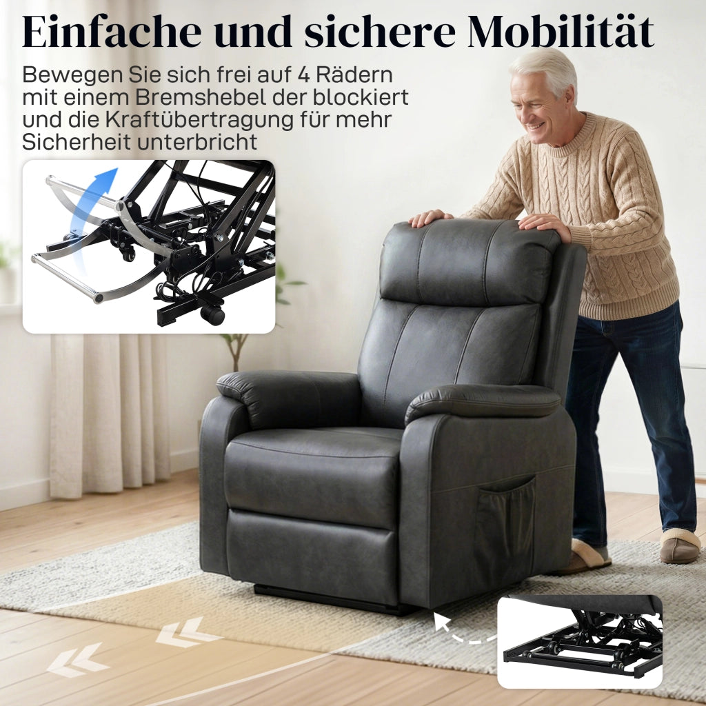 Poltrona Reclinabile Elettrica Alzapersona ¨C Zephmum ¨C Similpelle Nero