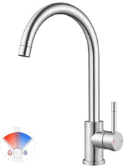 Kraan 360° Girevole, Kraan con Alta Pressione, Miscelatore con Alta Arco, Maniglione Singolo, Raccordo con Bocchetta di Lavoro in Inox, Connettiore G3/8