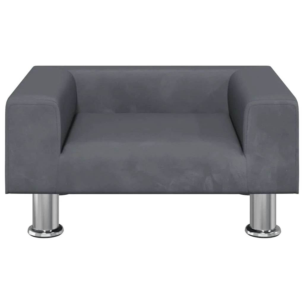 Cuccia per cani comoda cesta da divano scura 50 x 40 x 26,5 cm velluto grigio 02_0043158