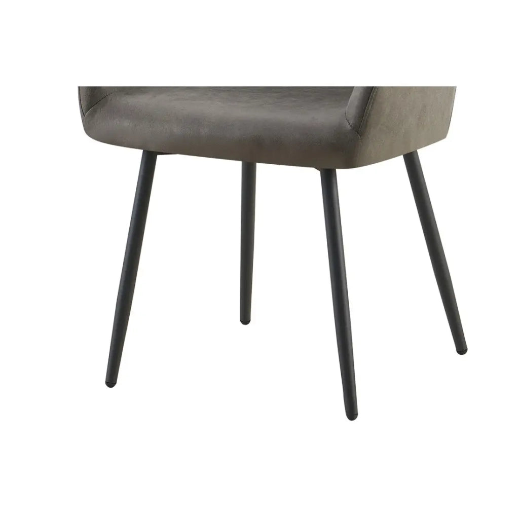 Sedia da pranzo MARCO - Design industriale - Braccioli - Rivestimento in poliestere grigio - Piedi in metallo nero