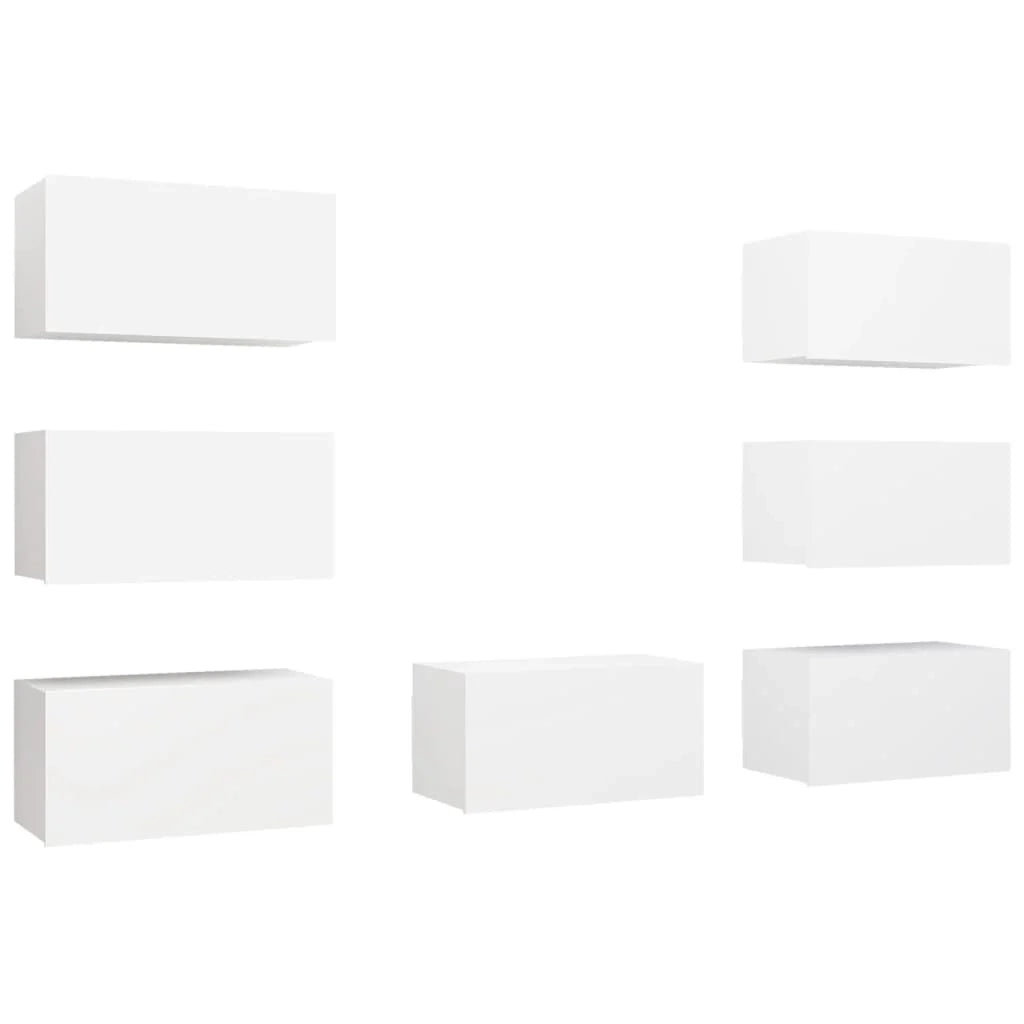 Set di mobili per TV multimediale: mensola per TV credenza sala da pranzo soggiorno camera da letto 7 pezzi 30,5 x 30 x 60 cm legno ingegnerizzato bianco 02_0028809