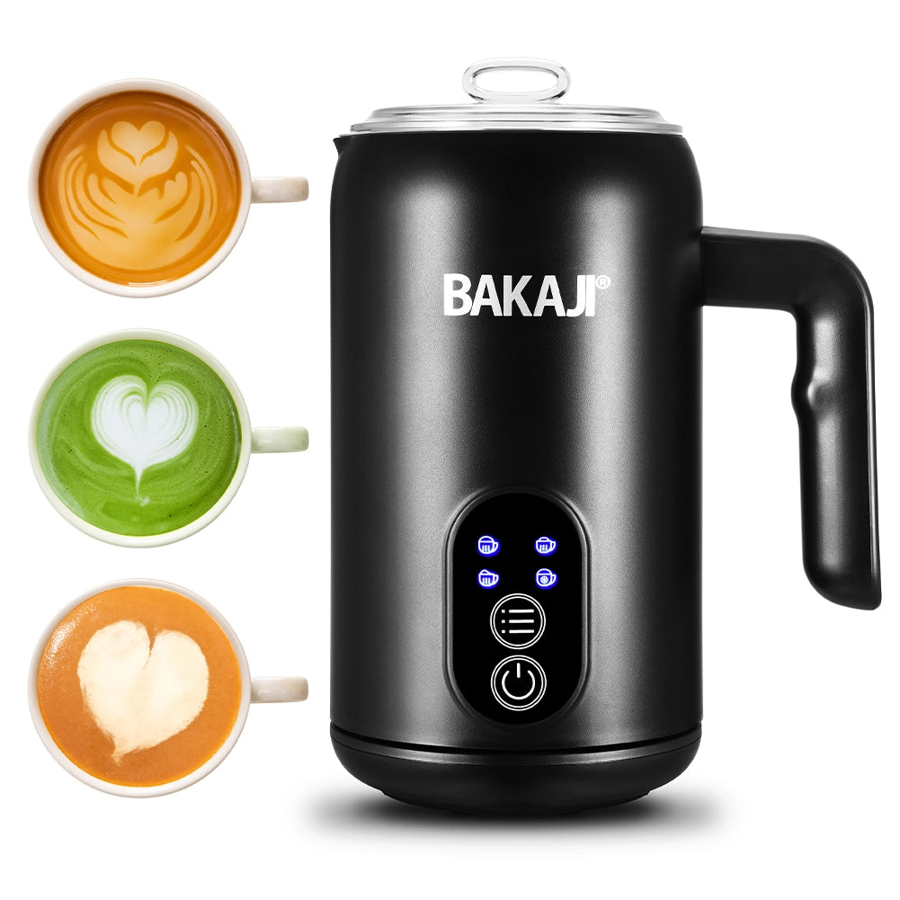 Montalatte Elettrico 500W Cappuccinatore Caldo Freddo Schiumatore Latte in Acciaio e PP Nero