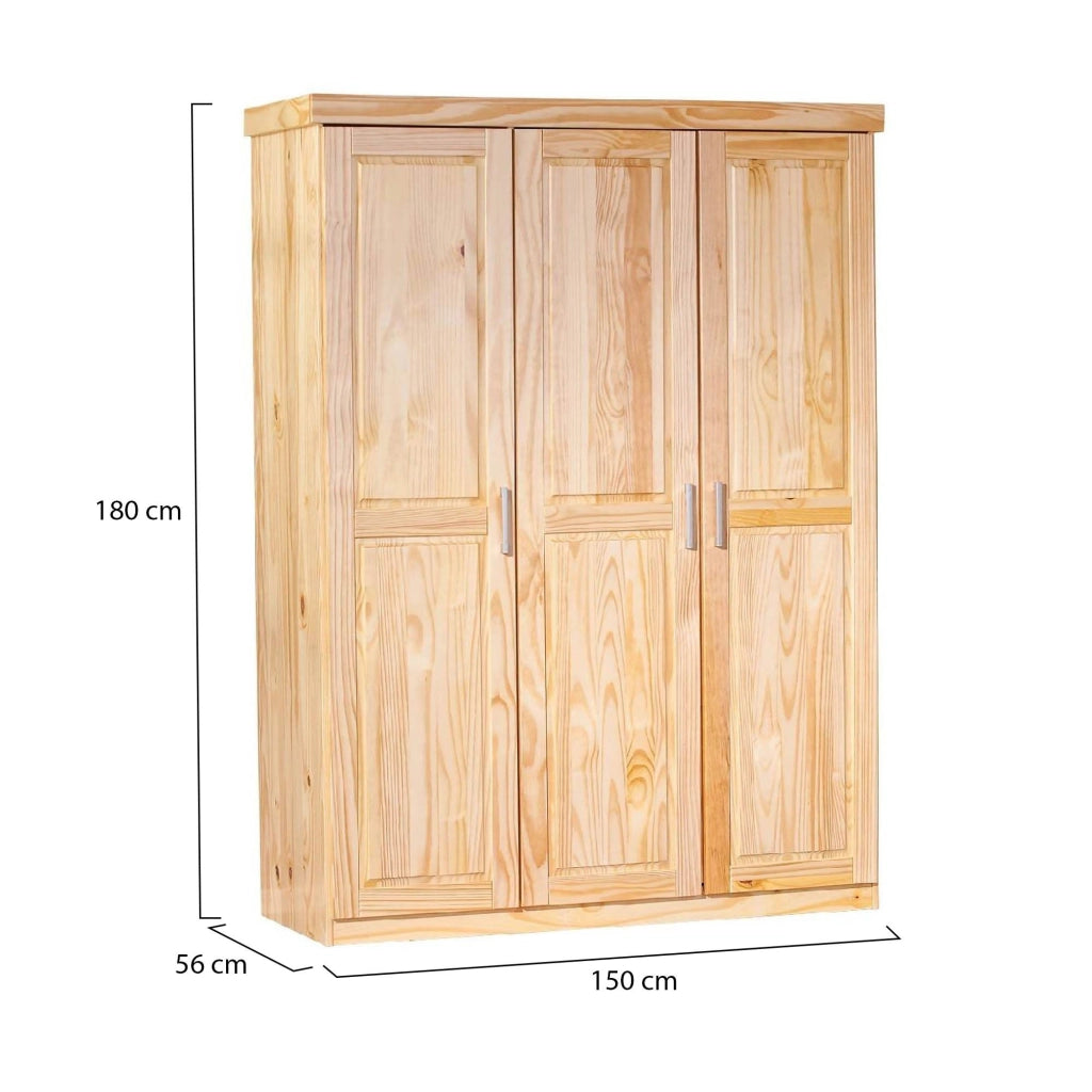 Tubre, Guardaroba 3 ante\ Appendiabiti, 140x190h cm Marrone Rovere