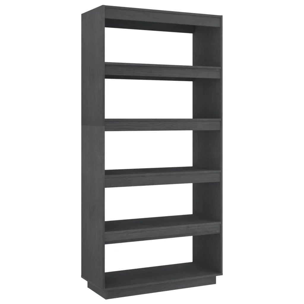 Libreria Divisorio-Scaffale per Libri-Mobile di Stoccaggio Grigio 80x35x167 cm in Massello di Pino