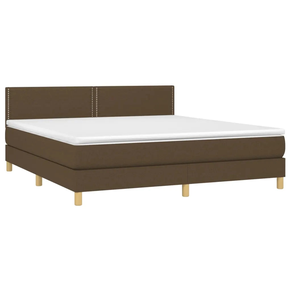 Letto a Molle Materasso e LED MarroneScuro 180x200cm in Tessuto cod mxl 43534