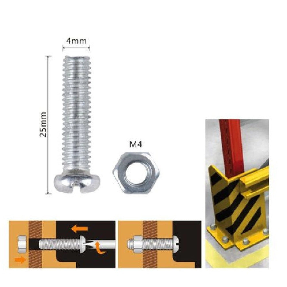 Trade Shop - Set 19 Pz Viti Vite Testa A Croce Tonda 4x25mm Con Dadi Dado Esagonale M4 90962 -