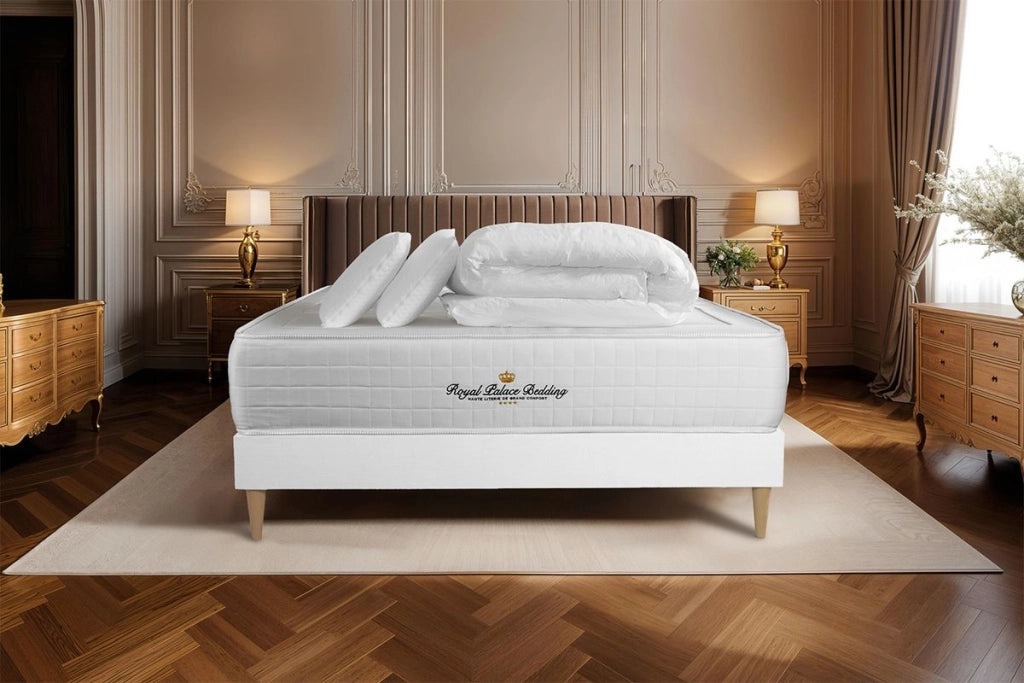 Pacchetto letto completo - Materasso 140x200cm + Box spring con doghe (kit) + 2 cuscini + Piumino - Windsor