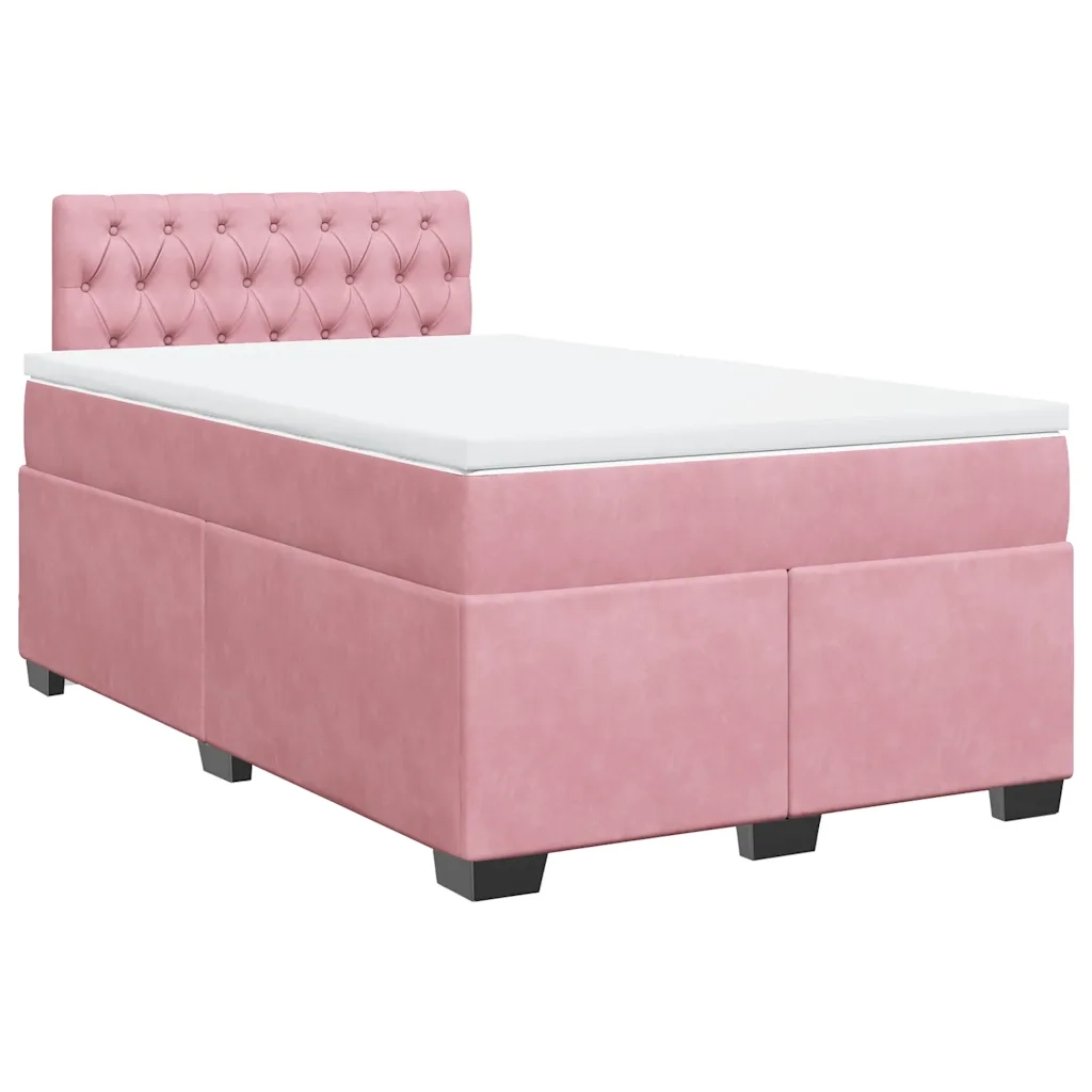 Giroletto a Molle con Materasso Rosa 120x190 cm in Velluto