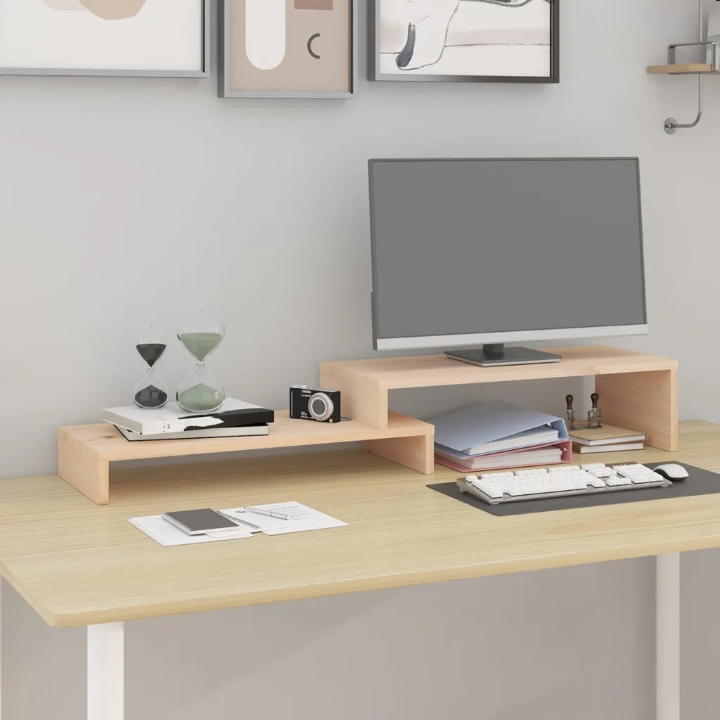 Supporto per Monitor (52-101)x22x14 cm Legno Massello di Pino 814014
