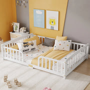 Letto a pavimento per bambini 140x200 cm con sponde bianco