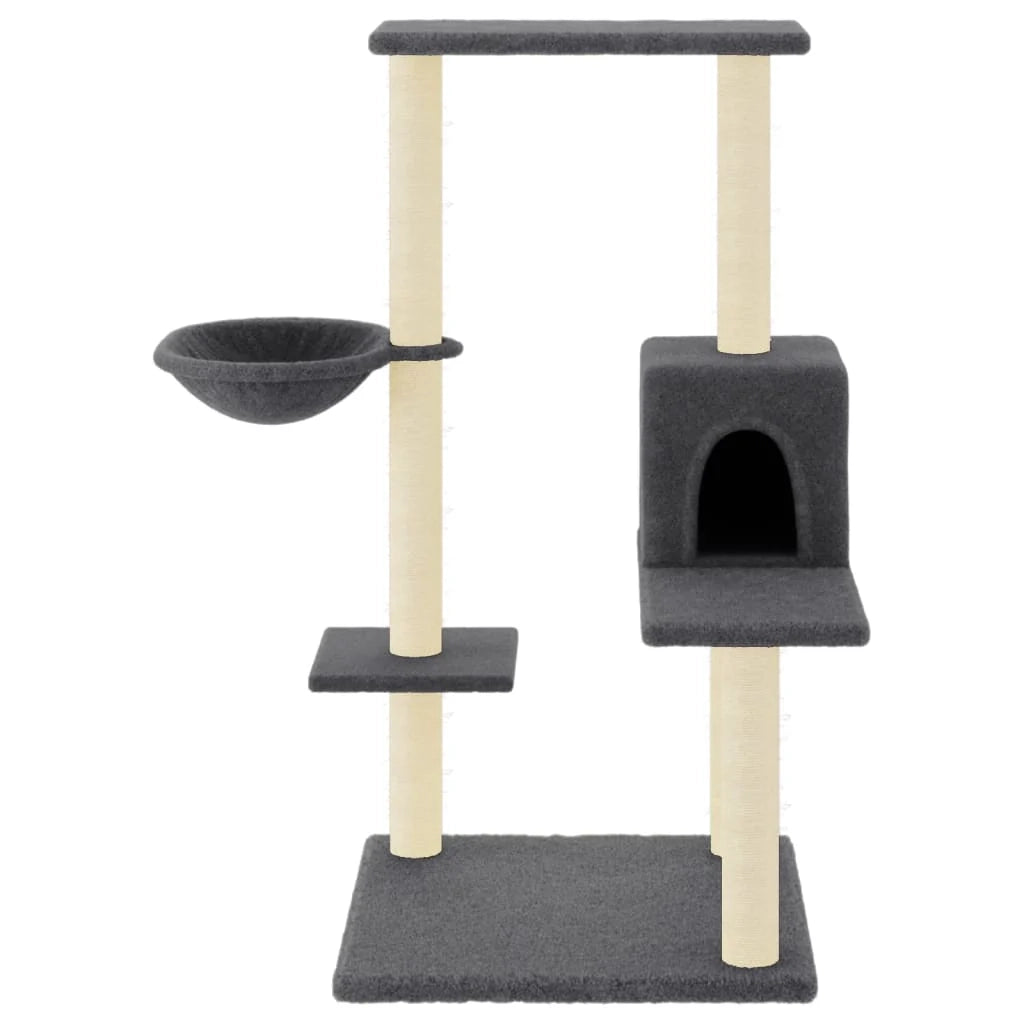 Tiragraffi per gatti torre per arrampicata giocattolo piattaforma per arrampicata con tiragraffi in sisal scuro 95 cm grigio 02_0022718